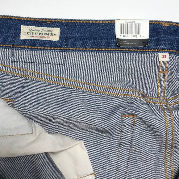 Levis Premium Denim Mini Skirt 31 Deconstructed Two Tone Colorblock Raw Hem NWT - Picture 11 of 12
